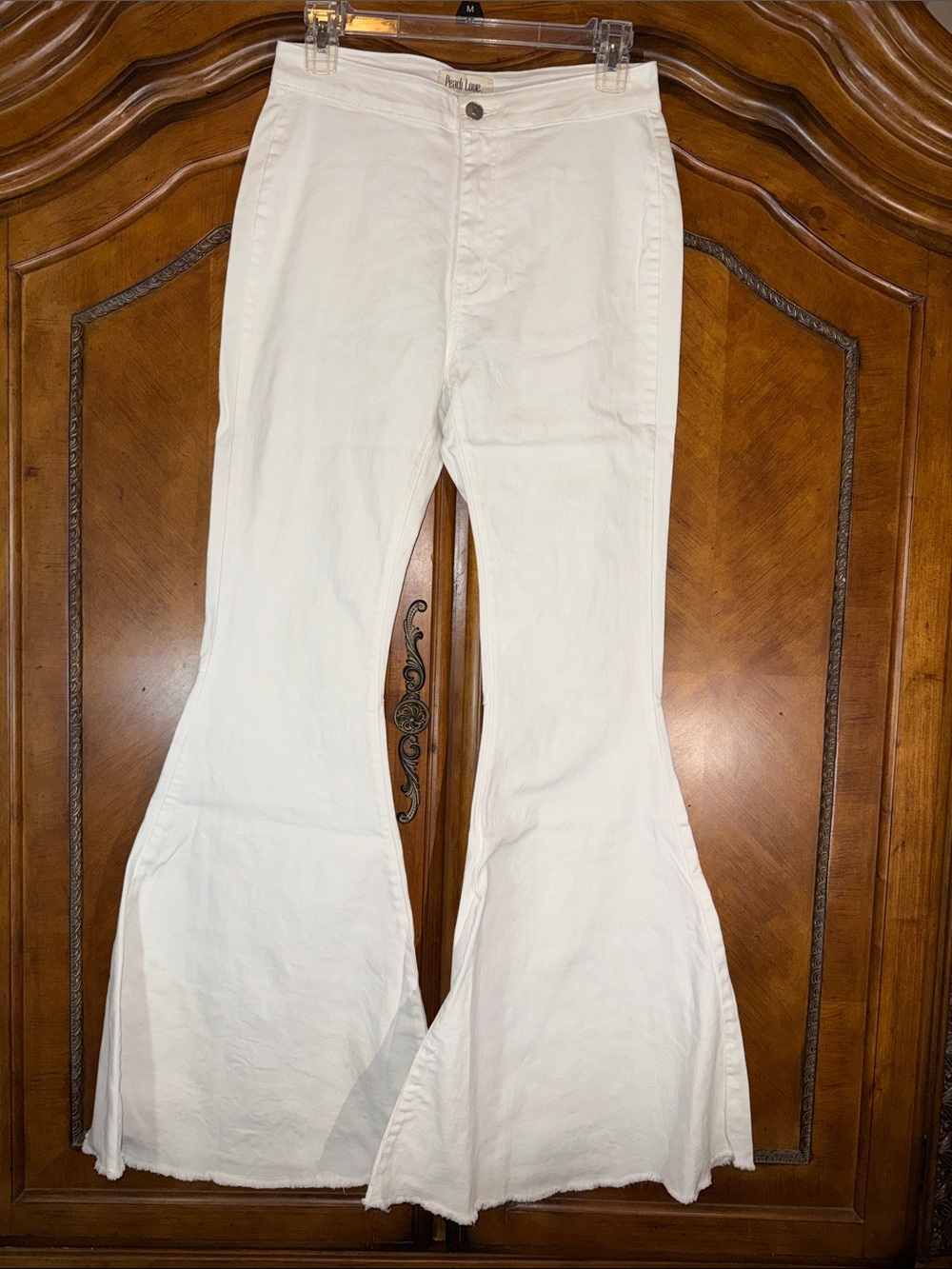 Peach Love California White Flared Wide Leg Jeans - Picture 1 of 5